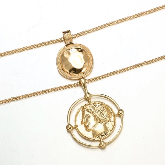 NWOT vintage double coins necklace - Picture 7 of 7